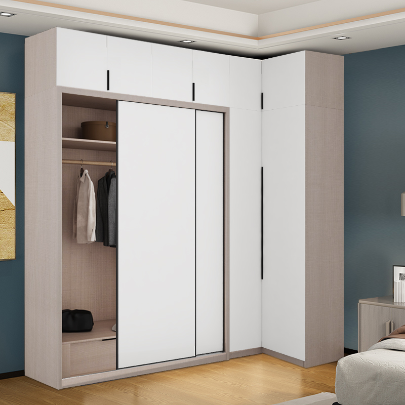 衣柜家用卧室简易组装实木衣橱现代简约卧室小户型储物柜子推拉门