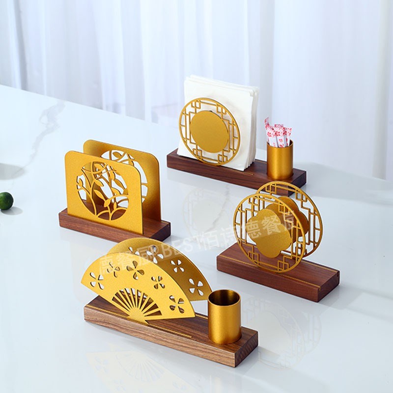 定制金色纸巾座餐厅咖啡厅民宿压纸座不锈钢酒店餐巾架桌面收纳架