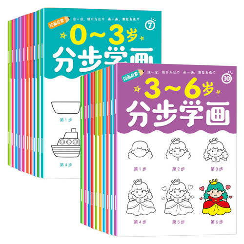 全20册幼儿画画启蒙教材涂鸦画涂色书宝宝分步描画书0-3岁3-6岁儿