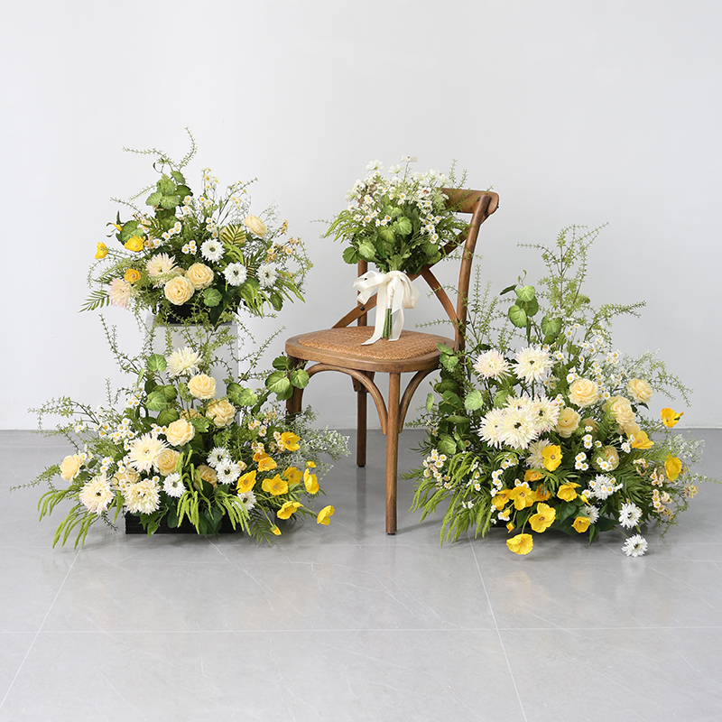 清新婚礼花艺装饰结婚拍照背景道具仿真花卉手捧花台柱花路引摆花