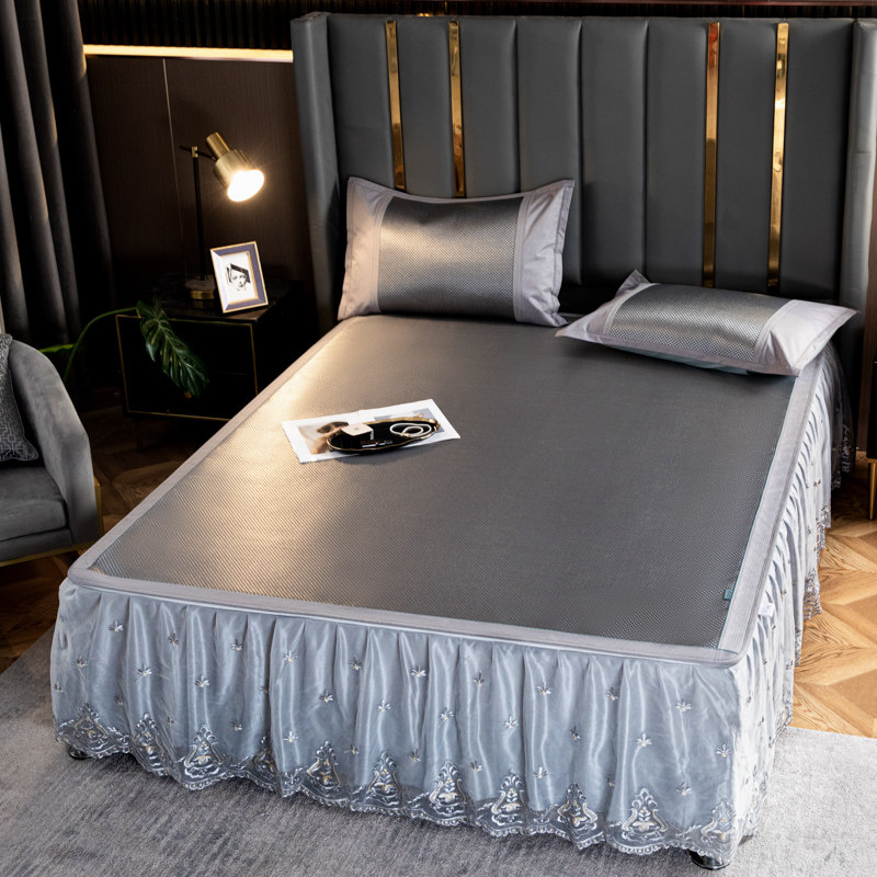 新款可拆卸凉席床裙夏季冰丝凉席三件套冰藤席可水洗折叠空调席子,床上用品,冰丝席,淘宝优惠券,粉丝福利购,淘宝优惠卷