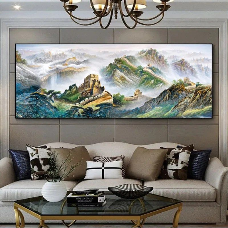 流水生财模版装饰画客厅办公室卧室背景墙壁挂画招财山水画餐厅,家居饰品,现代装饰画,淘宝优惠券,粉丝福利购,淘宝优惠卷