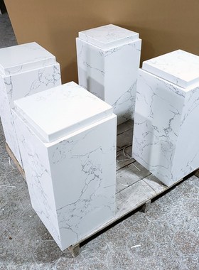 现代简约大理石雕塑台客厅落地装饰鱼肚白双层摆台工艺品摆件底座