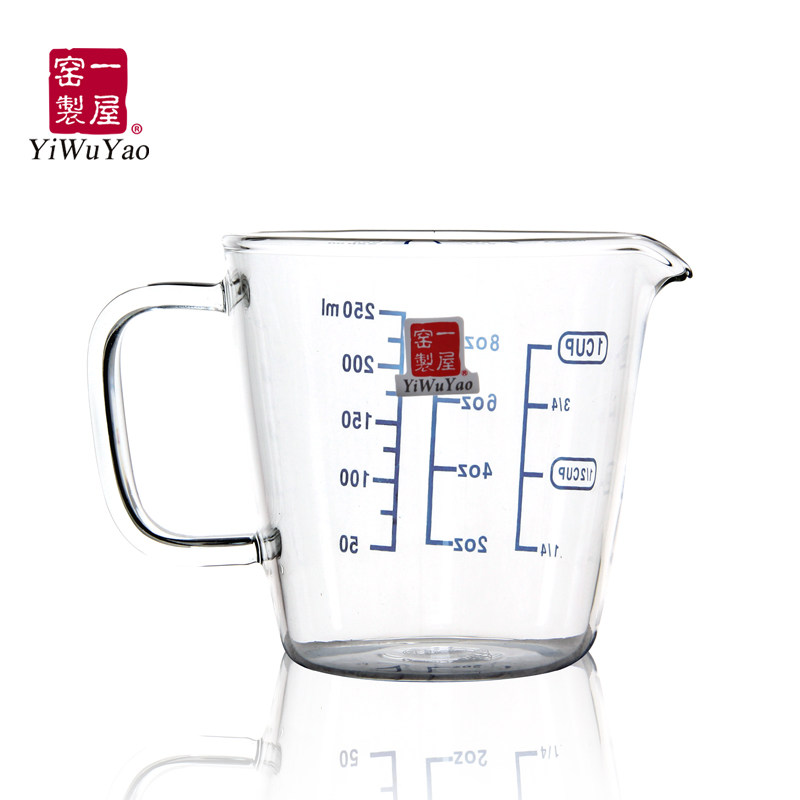 一屋窑耐热玻璃可微波炉加热带刻度量杯公道杯热牛奶茶杯量水杯子