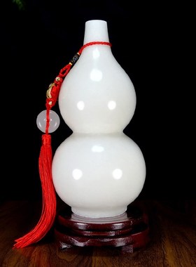天然玉葫芦摆件白玉福禄平安家居办公室玄关酒柜中式装饰工艺摆设
