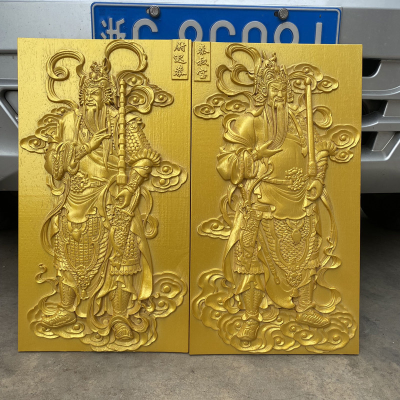 门神木质中式东阳木雕浮雕入户大门壁挂件实木秦叔宝定制装饰挂画