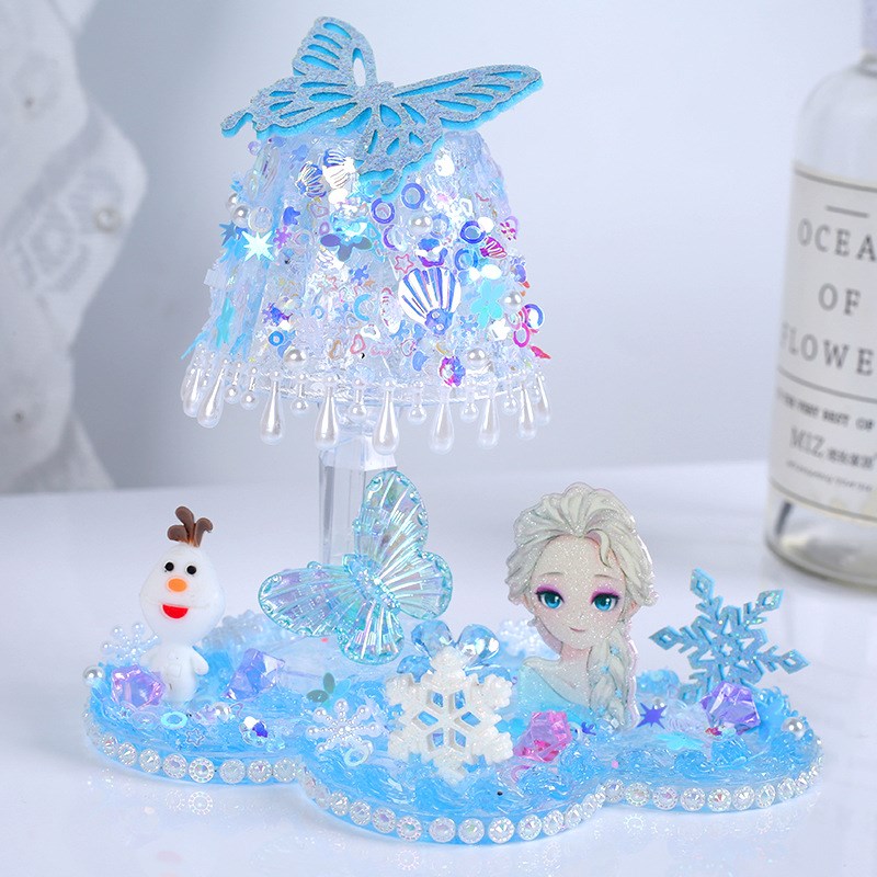 儿童手工diy奶油胶水晶小台灯制作女孩可爱小夜灯创意玩具材料包