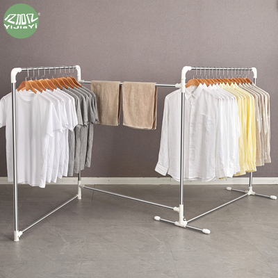 亿加亿多功能不锈钢晾衣架落地折叠挂衣架室外阳台加厚加粗晒被架