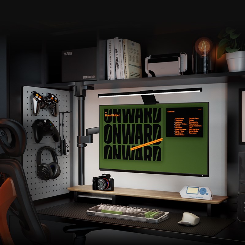 松能倒挂显示器支架上下双屏便捷电脑桌面宿舍吊顶升降机械臂T660