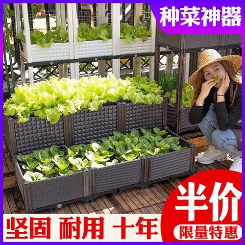种菜盆 阳台透气种植箱 种花种菜盆花盆长方形种菜箱屋顶花箱