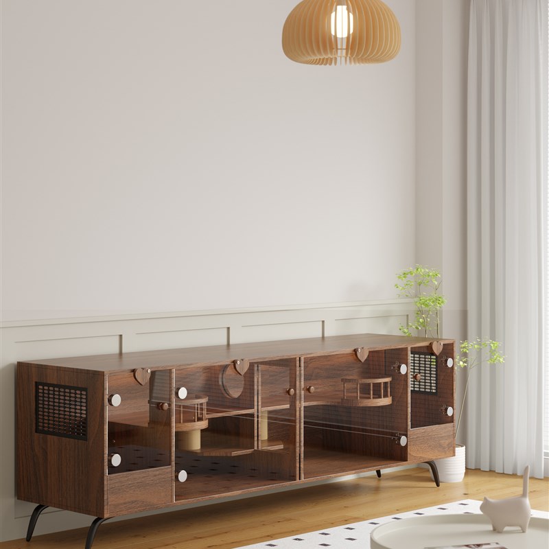 猫窝实木猫别墅四季通用产房猫柜电视柜相亲款猫屋猫舍猫房子订制