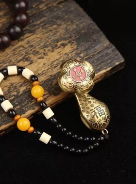 黄铜百福如意转转手把件八方来财事事如意转转摆件趣味解压工艺品