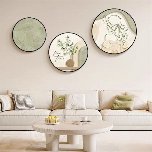 奶油风客厅装饰画圆形抽象人物沙发背景墙挂画餐厅壁画卧室床头画