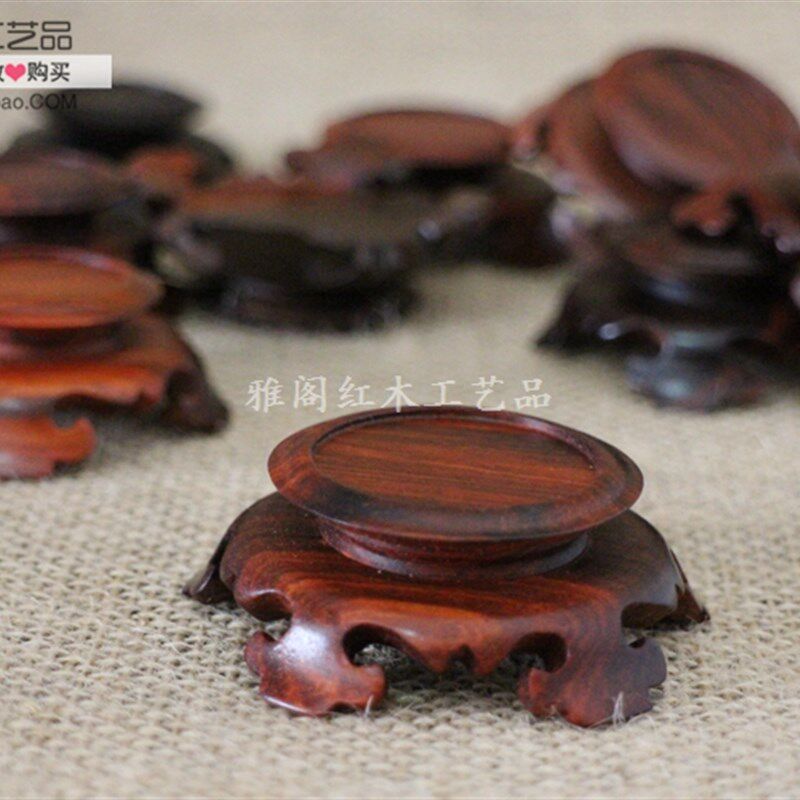 红木工艺品红酸枝小圆牙雕底座 玉器微雕工艺品底座 核雕微型底座