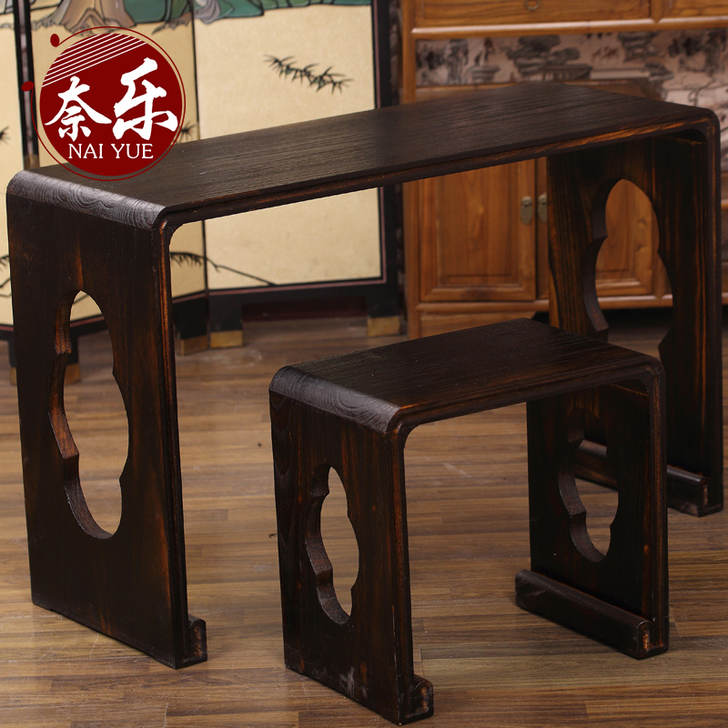 奈乐古琴桌凳梅花形烧桐木古琴桌凳实木琴桌