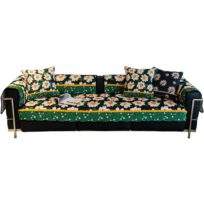 韩式秋冬保暖小清新绿花沙发垫保暖田园花卉防滑沙发坐垫套罩盖巾,居家布艺,沙发垫,淘宝优惠券,粉丝福利购,淘宝优惠卷