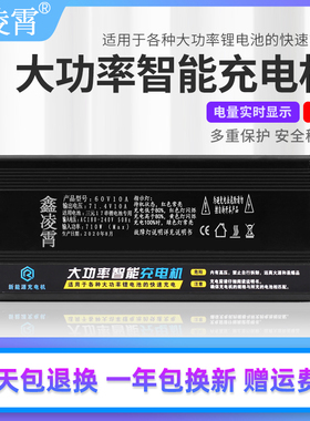 铝壳充电机63V锂电池充电器三元15串12Av5A8A10A15A快速大功率