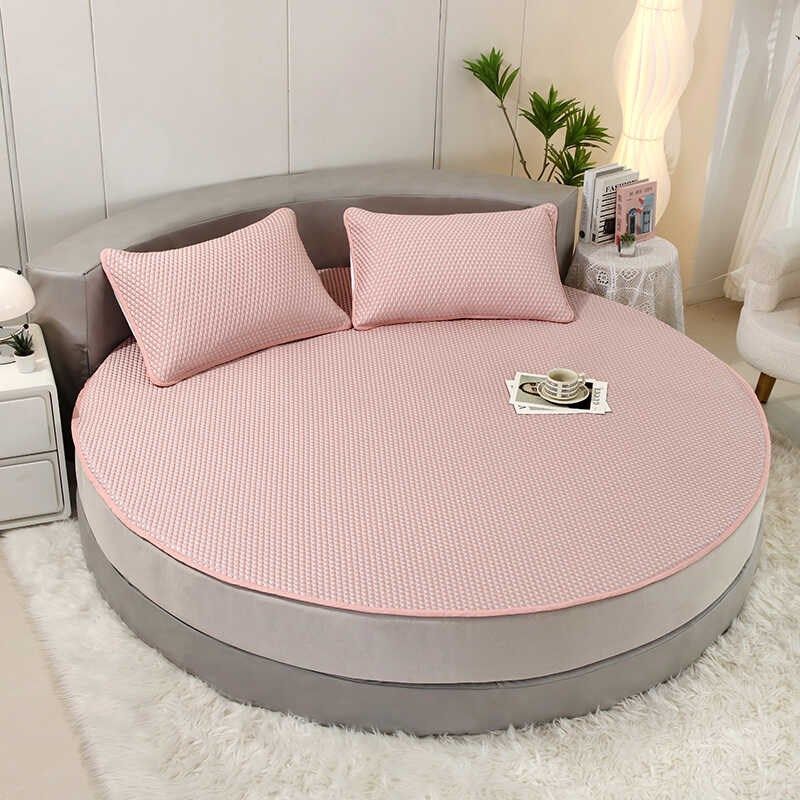 2024新款高级夏凉席圆形床冰丝席可机洗凉感床笠三件套直径2米2.2,床上用品,冰丝席,淘宝优惠券,粉丝福利购,淘宝优惠卷