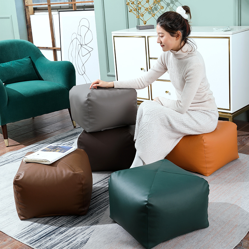 沙发凳矮凳玄关换鞋凳家用地上坐垫客厅茶几飘窗坐墩蒲团凳子皮质