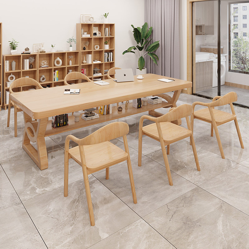 欧式现代全实木客厅大书桌家用双人学习桌长桌大板桌工作台休闲桌