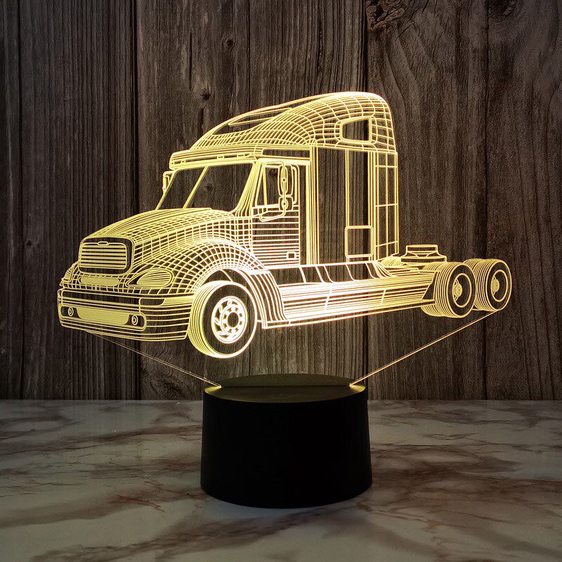 七彩卡车小夜灯触控插电个性创意灯卧室伴睡床头灯酒吧桌面氛围灯