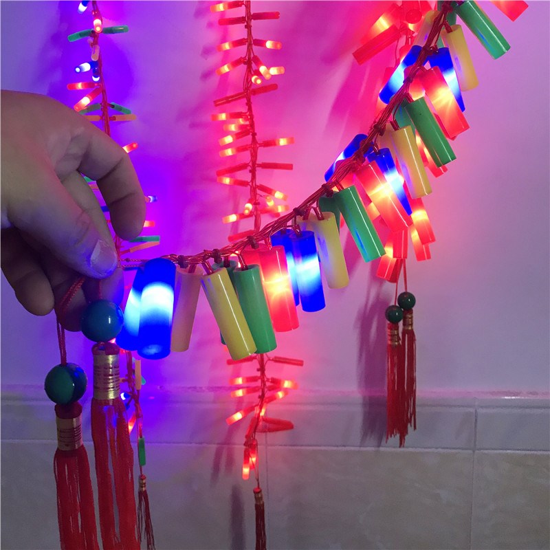 新年元宵中秋大中小号仿真电子鞭炮led灯串喜庆春节爆竹发光 带响