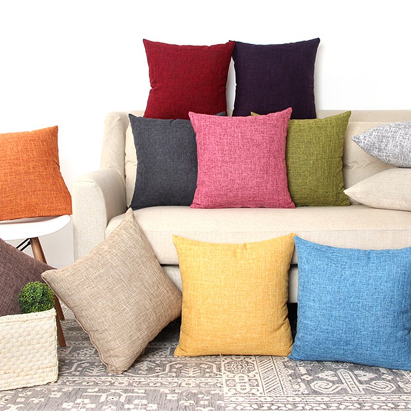加厚亚麻布艺抱枕圆枕沙发抱枕办公室沙发靠垫腰枕抱枕套汽车抱枕