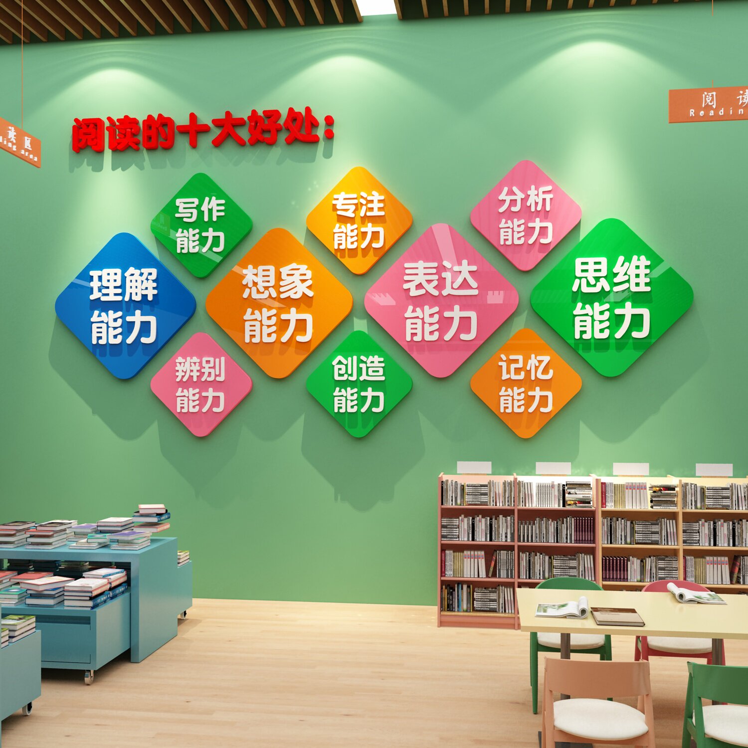 图书角布置装饰读书阅览室绘本馆环创自习阅读教室班级文化墙贴纸,家居饰品,文化墙贴,淘宝优惠券,粉丝福利购,淘宝优惠卷