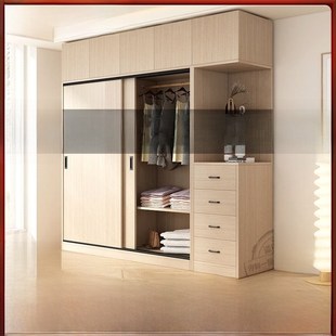 全实木衣柜家用卧室衣橱推拉门加厚杉木衣柜出租房衣柜儿童衣柜