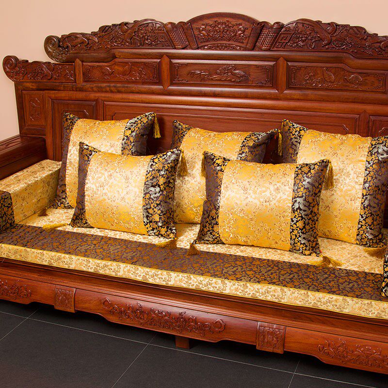 中式实木沙发垫带靠背单人座家具坐椅垫靠垫罗汉床垫子五件套定制
