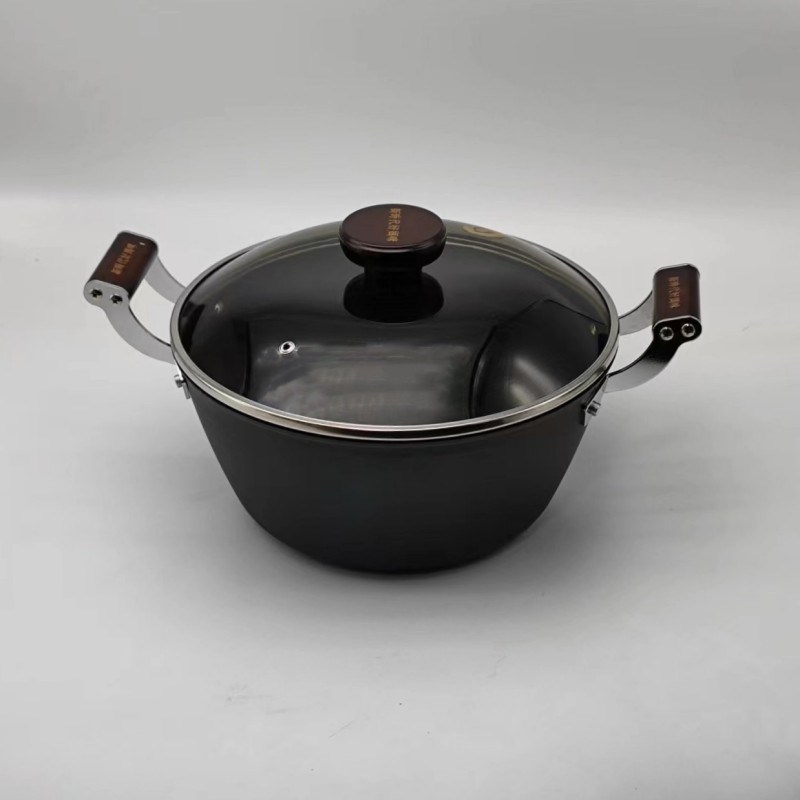 德式一体压铸超厚重家用无涂层汤锅加厚加深汤煲生铁铸铁电磁灶通