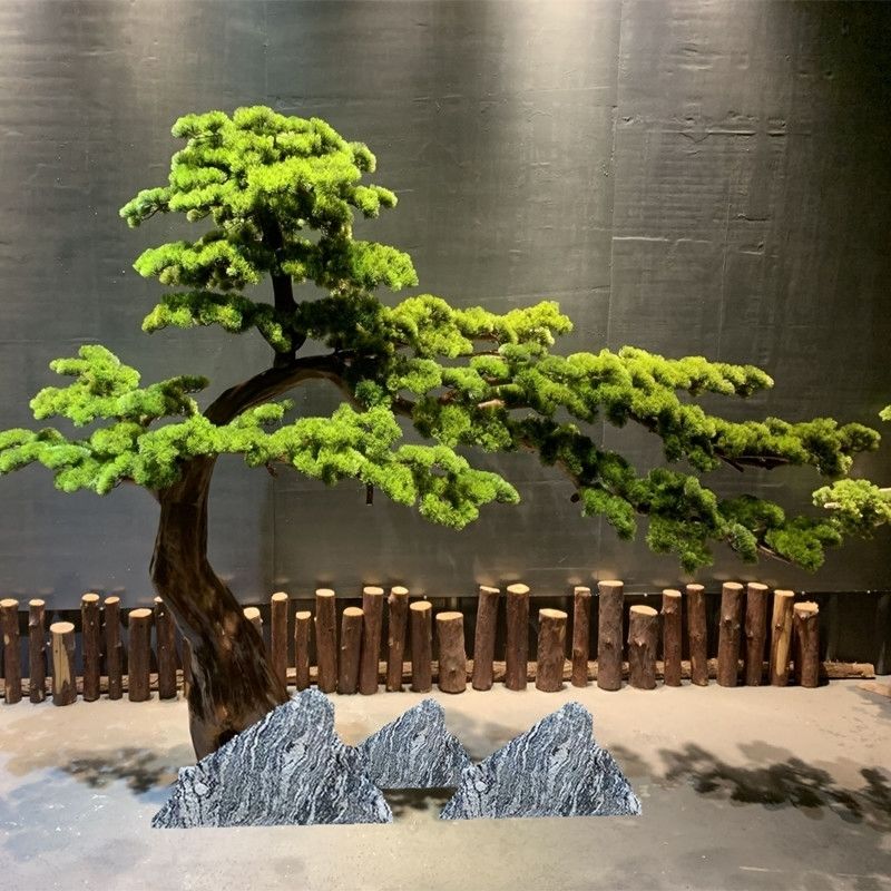 仿真迎客松酒店造景雪松玄关大型仿真树中式装饰假树商场装修软装