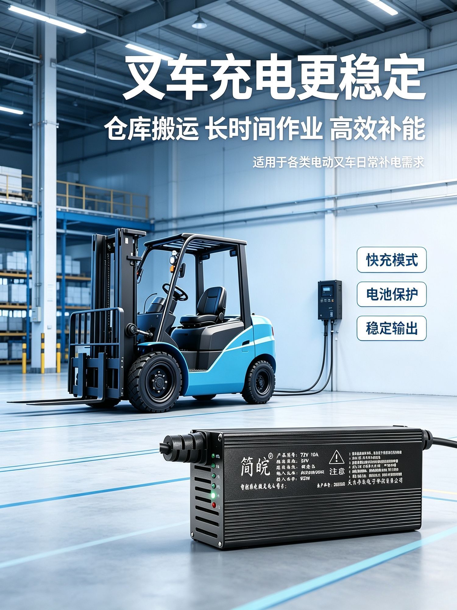 锂电池充电器12V/24V/10A/15A/20A适用于电动叉车电动轮椅充电机