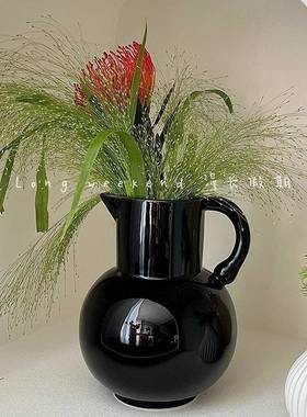 民式黑欧色提ali-7110手陶瓷花瓶摆件卧室餐厅插S花宿IN风装饰