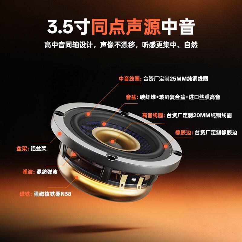 爱耶汽车仪表台三分频超级汽车音响改装全套汽车中音中置喇叭音响