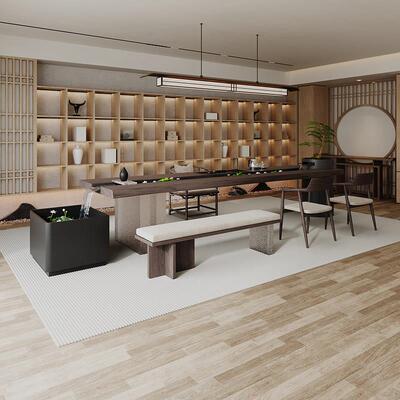 蜡白流水茶台创意养鱼景功观新款高端实木木茶桌会LPR客接待夫泡