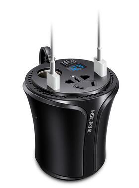 车载逆器12V转2变20V小源转换器QC电3黑色.0充电器点烟器车数显多