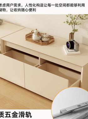 电视柜客厅约现代简小型油风落户地收纳柜家用25859储物一体电视