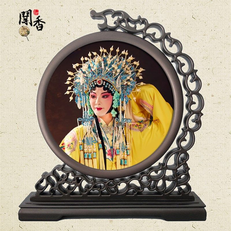 盘子女人坊古装照片双面绣复古摆台制作古风树脂摆台中式古装照