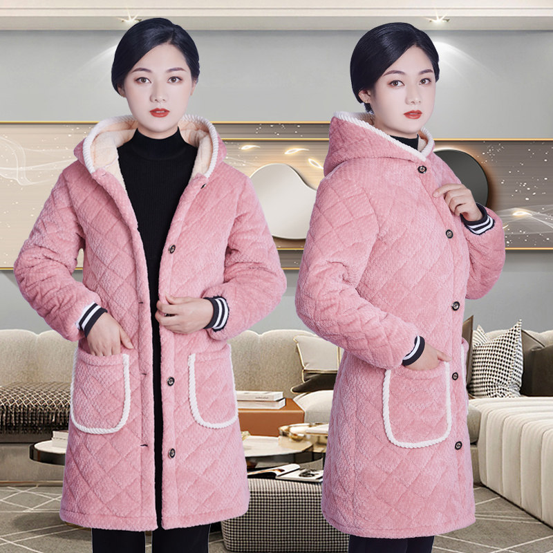 款棉罩衣女冬季外穿加绒加厚保暖时尚外穿女士围裙工作服耐脏