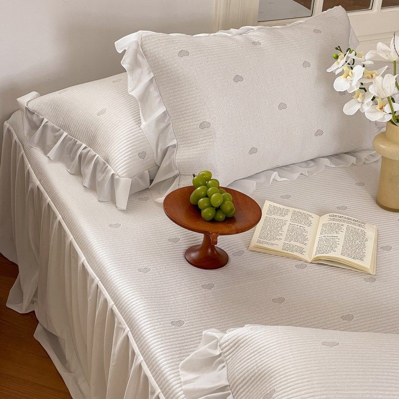 A类母婴级高端冰丝凉席三件套床裙夏季公主风爱心可机洗空调软席