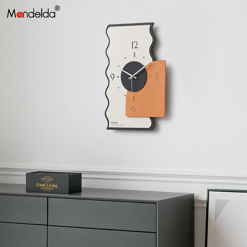 Mandelda免打孔奶油风钟表挂钟客厅家用艺术创意时钟挂墙2025新款,家居饰品,挂钟,淘宝优惠券,粉丝福利购,淘宝优惠卷