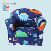 可拆洗小动物蓝恐龙男孩宝宝儿童沙发实木布艺阅读扶手单人学座椅