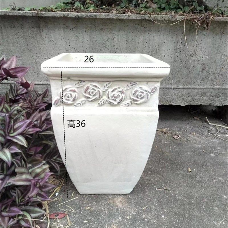 白色玫瑰庭院大号陶罐景观土陶粗陶红陶花盆花瓶摆件陶瓷大码陶盆