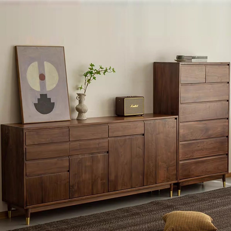 简约黑胡桃木主卧床尾柜客厅沙发旁9斗柜艺术纯实木7斗小户型入户