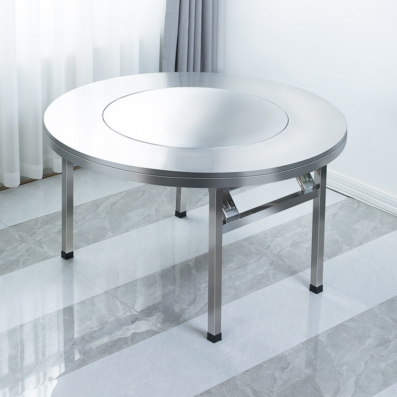 不锈钢折叠桌连体餐桌 内置转盘圆台桌子饭桌 家用酒席大圆桌便携,住宅家具,折叠桌,淘宝优惠券,粉丝福利购,淘宝优惠卷