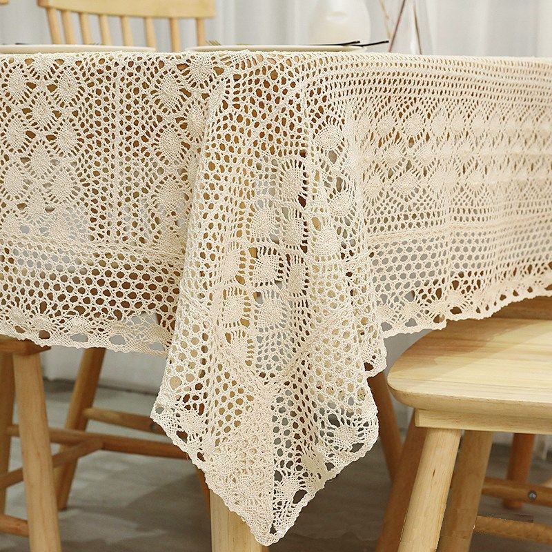 镂空钩花台布现代田园餐桌布茶几棉麻桌布小清新方巾花园法式盖巾,居家布艺,桌布,淘宝优惠券,粉丝福利购,淘宝优惠卷