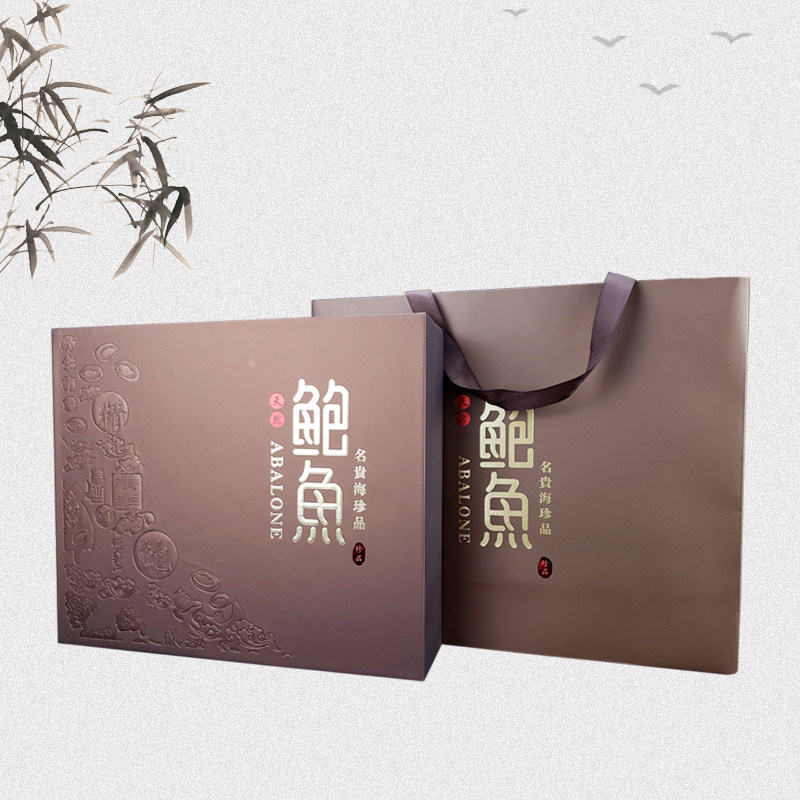 干鲍鱼盒子500克海鲜干货礼盒鲍鱼礼品盒实木海参盒海参礼盒 空盒