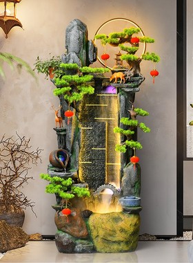 客厅摆件高端大气上档次假山水景流水循环水办公室装饰高级感落地