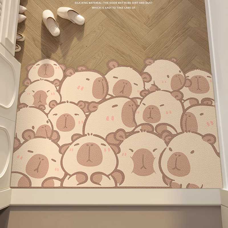 卡通地垫入户门垫棕色进门皮革地毯新款门口防滑垫防水防污可裁剪